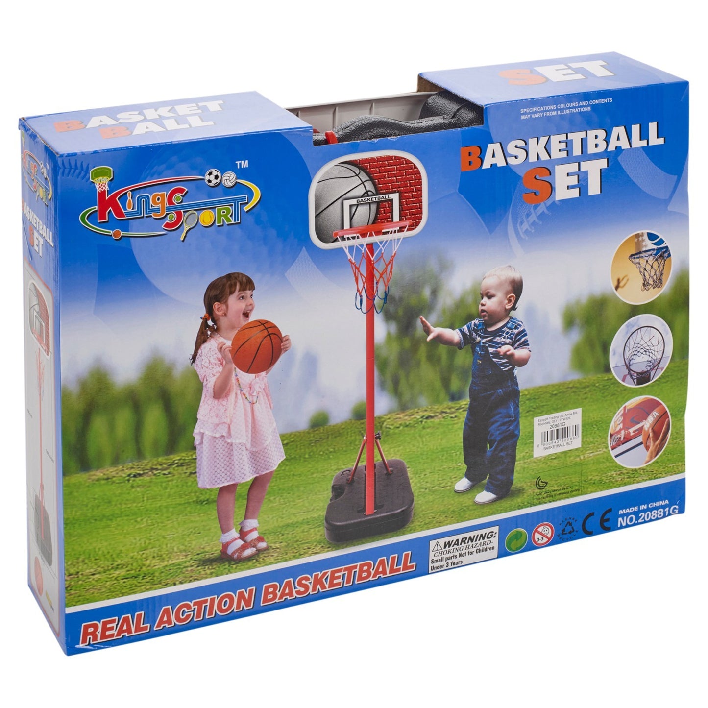 Free Standing King Sport Kids Basketball Hoop Net Set Backboard Stand Children