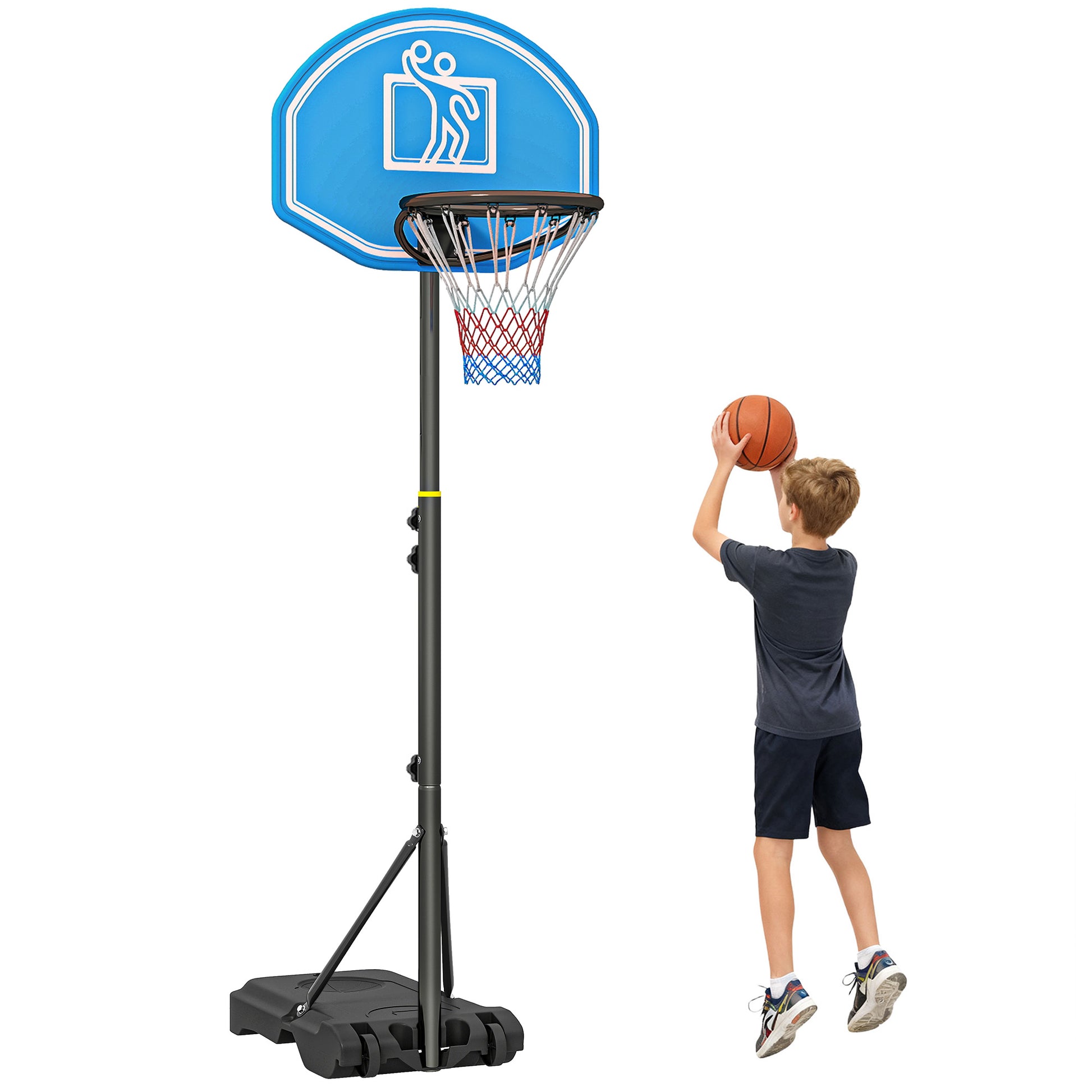 Adjustable Basketball Hoop and Stand W/ Wheels and Weight Base 1.6-2.1M