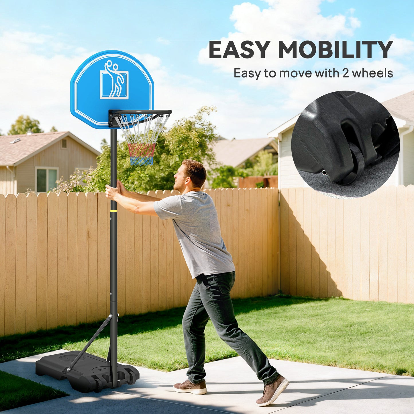 Adjustable Basketball Hoop and Stand W/ Wheels and Weight Base 1.6-2.1M