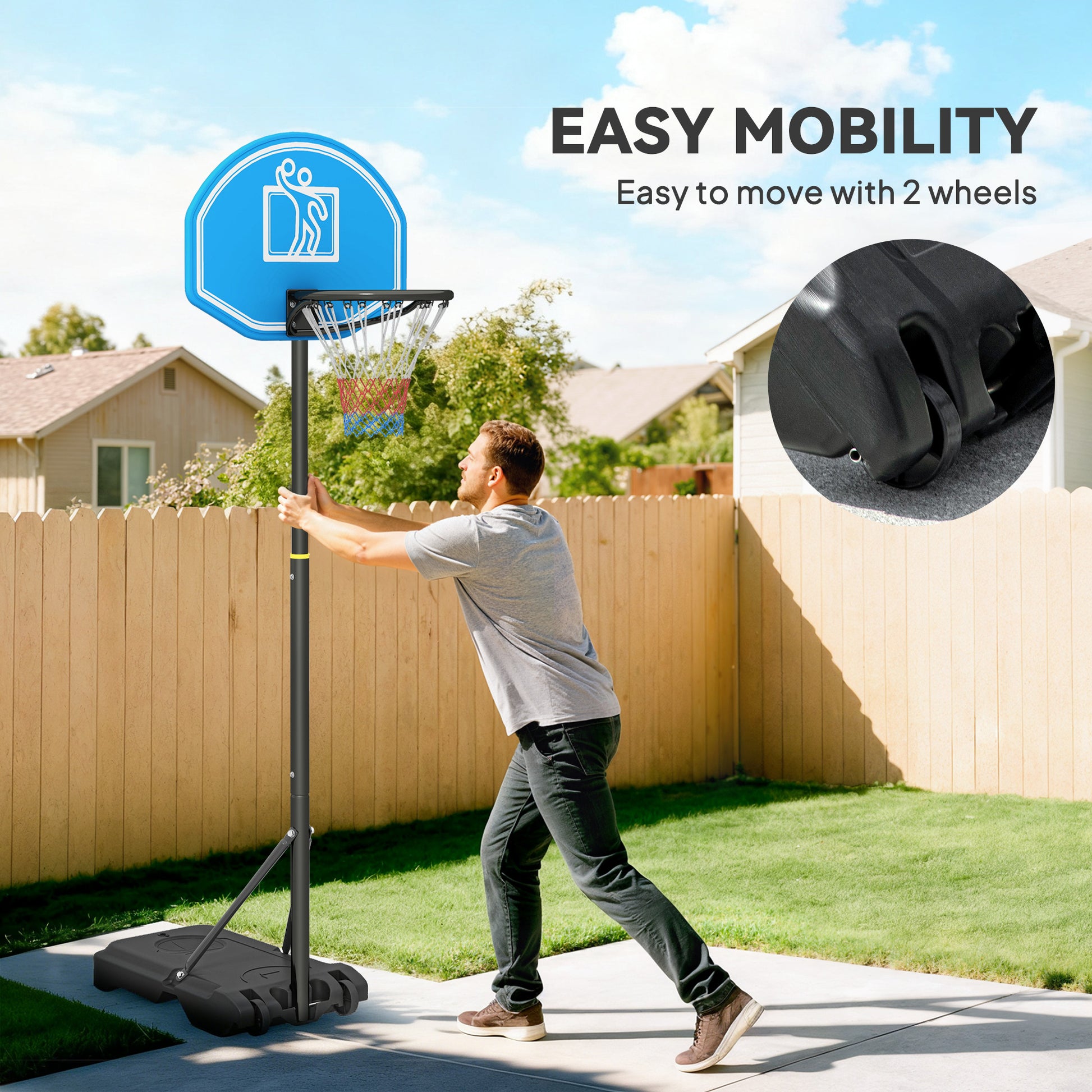Adjustable Basketball Hoop and Stand W/ Wheels and Weight Base 1.6-2.1M