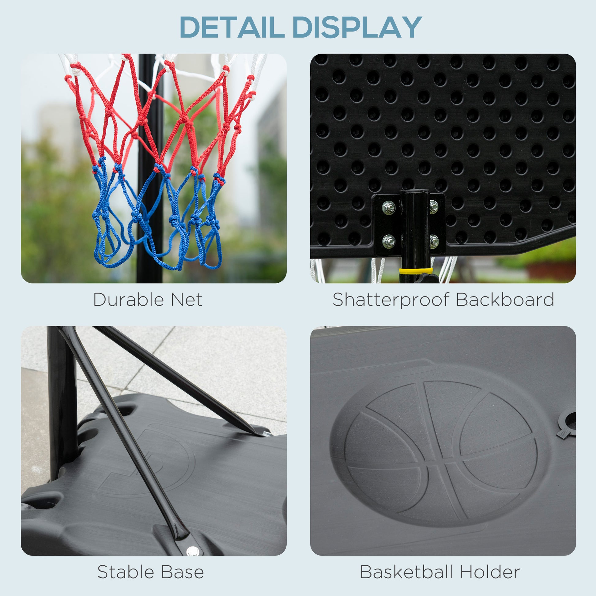 Adjustable Basketball Hoop and Stand W/ Wheels and Weight Base 1.6-2.1M