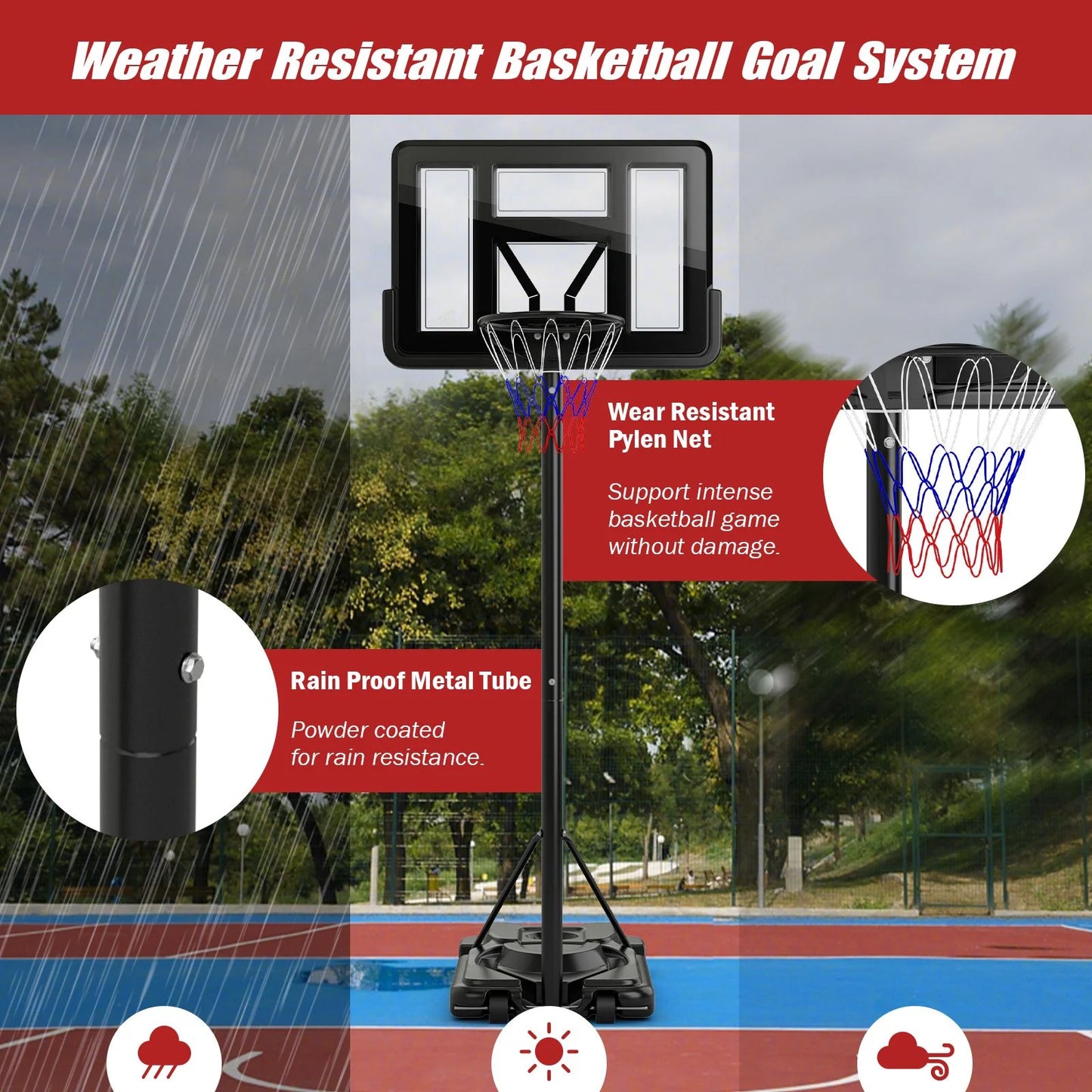 5.5-10FT Adjustable Basketball Goal System with 9-Position Adjustable Height