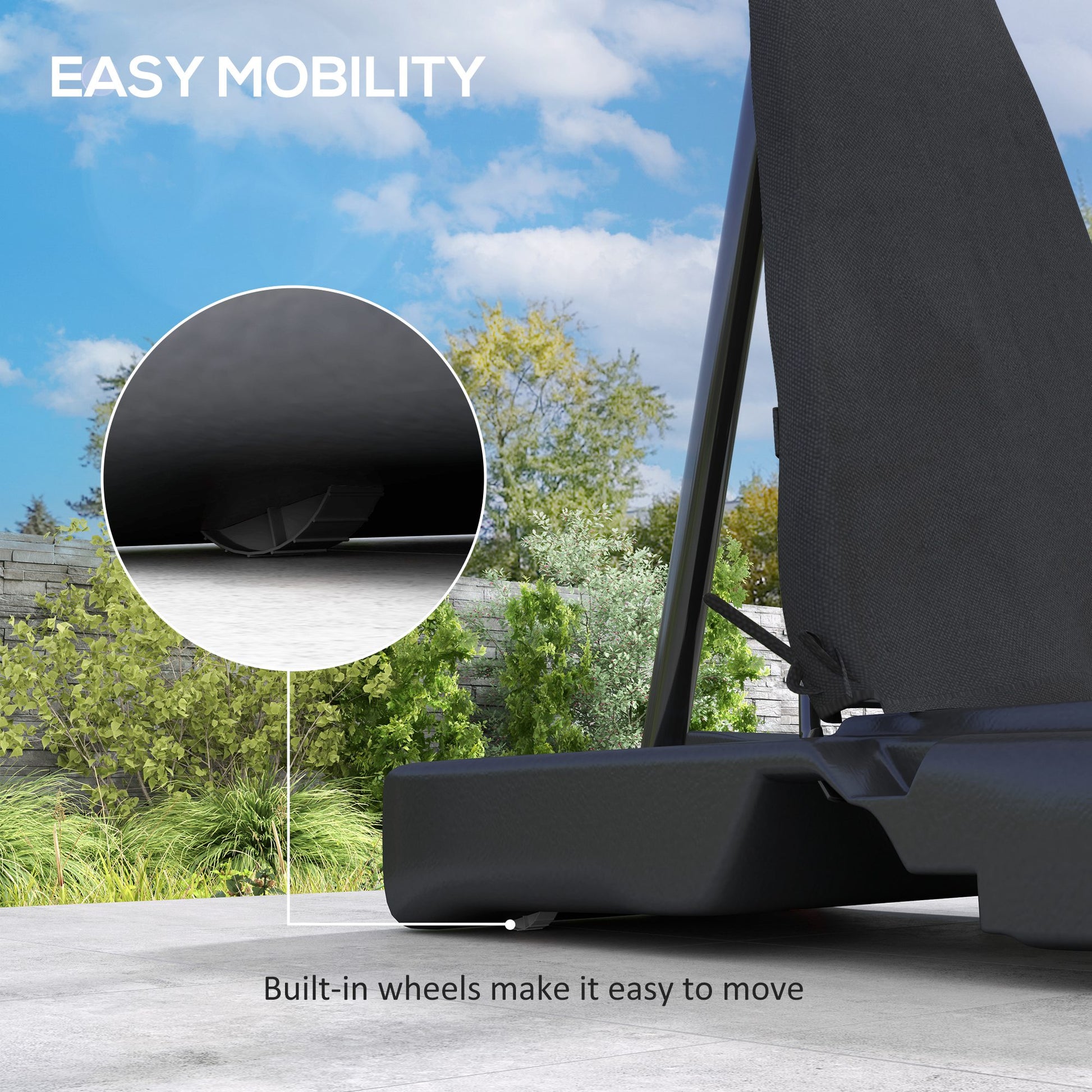 2.45-3.05M Basketball Hoop Outdoor with Rebound System and Wheels