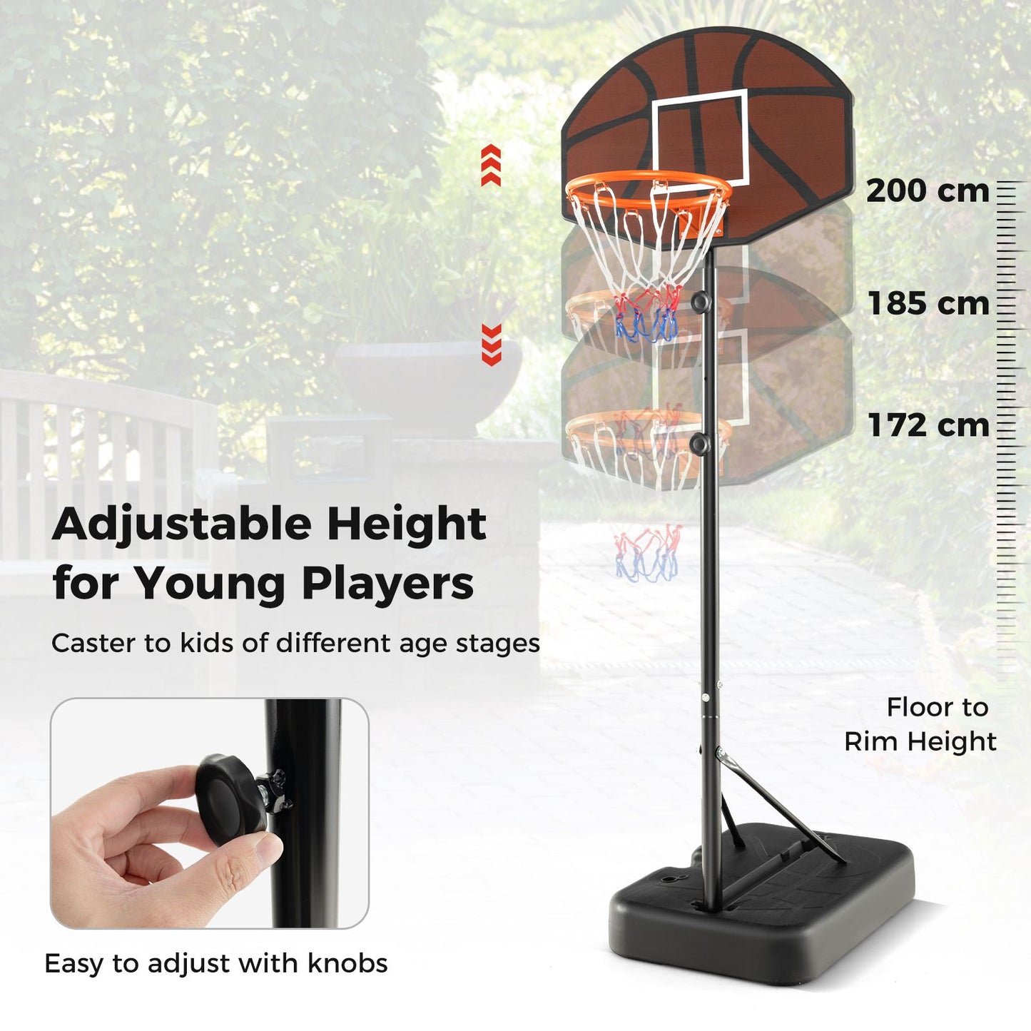 Basketball Hoop 5.6-6.5 FT Height Adjustable for Kids